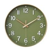 Silent Wall Clock Battery Operated 12 Inch Non Ticking Modern Living Room Bedroom Kitchen Office Classroom Decor Olive Green Gold Stylish Timepiece