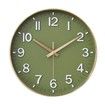Silent Wall Clock Battery Operated 12 Inch Non Ticking Modern Living Room Bedroom Kitchen Office Classroom Decor Olive Green Gold Stylish Timepiece