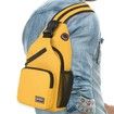 Crossbody Sling Backpacks Sling Bag for Men Women Hiking Daypack with Earphone Hole Travel Daypack Color Yellow