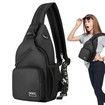Crossbody Sling Backpacks Sling Bag for Men Women Hiking Daypack with Earphone Hole Travel Daypack Color Black