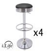 iLife 4 x PU Leather Bar Stool Kitchen Furniture Chairs 7009 Black