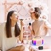 Mini Karaoke Machine, Portable Bluetooth Speaker with 2 Wireless Microphones and LED Colorful Lights for Home Party (Pink)