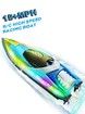 15+ MPH RC Boat with LED Lights Fast Remote Control Speed Boat for Pool and Lake 2.4GHz Race Boat for Teens Outdoor Water Sports in Green and Blue