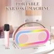 Kids Karaoke Machine, Portable Bluetooth Karaoke Speaker with 2 Willess Microphones and LED Lights for Home Parties Birthday Gifts for Girls (Pink)