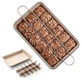 Brownie Pan Dividers Non-stick Rectangular Baking Tray Built-in Slicer Bite Cake Fudges Chocolate Dessert Champagne Gold Easy Prep Kitchen Tool