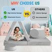 6Pcs Kids Sofa Play Couch Modular Lounge Cushion Convertible Playset Sectional Childrens Toddler Chair Playroom Fabric