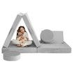 6Pcs Kids Sofa Play Couch Modular Lounge Cushion Convertible Playset Sectional Childrens Toddler Chair Playroom Fabric