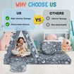 Modular Kids Sofa Set 6Pcs Play Couch Convertible Lounge Chair Folding Toddler Playset Sectional Cushion Glowing Cover