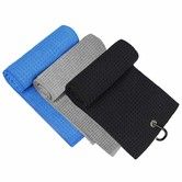 Golf Towel,Microfiber Golf Towels for Golf Bag with Carabiner Clip,Tri-fold Waffle Pattern Golf Towel,Blue,Black and Gray 3Pack,16x16Inch