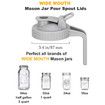 Mason Jar Pour Spout Lid for Wide Mouth Mason Jars, Mason Jar Pitcher Flip Cap Airtight Handle Lid, Leak Proof Seal Cover Grey 2 Pcs