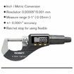 Digital Micrometer, Professional Inch Or Metric Measuring Tools 0.00005 Inch Or 0.001 mm Resolution Thickness Gauge, Protective Case with Extra Battery