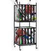 2 Pcs Sports Balls Storage Cart Rack with Elastic Straps Stackable Cage Garage Organiser for Basketball Football Kids Toy Home Gym