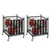 2 Pcs Sports Balls Storage Cart Rack with Elastic Straps Stackable Cage Garage Organiser for Basketball Football Kids Toy Home Gym