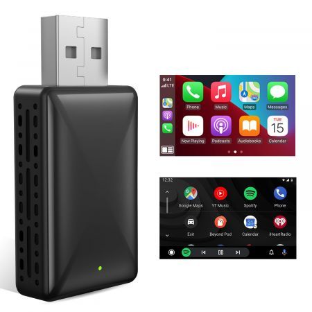 Wireless Android Auto CarPlay Adapter Plug and Play 2 in 1 Car Dongle 5Ghz Fast Connection OEM System