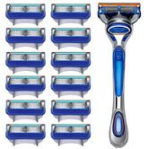 5 Men Razor Blades Shaving Cassettes Facial Care Men Shaving Blades Compatible 12 Blade Refills, Shave Kit