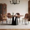 4pcs Dining Chair Set Lounge Seat Accent Kitchen Living Room Cafe Fabric Suede Side Desk Seating Backrest Metal Legs Brown