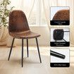 4pcs Dining Chair Set Lounge Seat Accent Kitchen Living Room Cafe Fabric Suede Side Desk Seating Backrest Metal Legs Brown