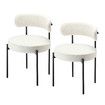 2pcs Dining Chair Set Round Upholstered Boucle Kitchen Lounge Seats Backrest Living Room Desk Seating Sherpa Metal Legs