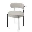2x Boucle Dining Chairs Round Sherpa Upholstered Fabric Lounge Accent Seats for Cafe Kitchen Living Room with Backrest