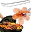 2 PCS BBQ Sausage Turning Tongs Stainless Steel Grill Long Handle Tongs Bacon Steak Meat Vegetables Grilling Tools Skewers Accessories Clamps