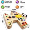 Montessori Busy Board for Kids, Wooden Educational Toy with Lights, Switches, Compass, Relay, Spinner, Sensory Board, Motor Skills Learning Activities