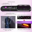 Cordless Hair Straightener Brush with 3 Setting LED Temperature Display Electric Negative Ions Ceramic Hot Comb 360 Anti-Scald Color White