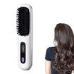 Cordless Hair Straightener Brush with 3 Setting LED Temperature Display Electric Negative Ions Ceramic Hot Comb 360 Anti-Scald Color White