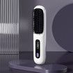 Cordless Hair Straightener Brush with 3 Setting LED Temperature Display Electric Negative Ions Ceramic Hot Comb 360 Anti-Scald Color White