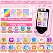 Kids Smart Phone Toy with Touchscreen Dual Camera Music Learning Educational Christmas Birthday Gifts Age 3+ Pink