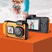 4K Digital Camera 65MP Autofocus Selfie Underwater Camera 33ft 10m Dual Screen Point Shoot for Snorkeling Waterproof Orange