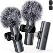 2pcs Lavalier Wireless Microphone for iPhone Android,Wireless Microphone for Video Recording,Game Live Streaming,Interviews,Vlog (Lightning)