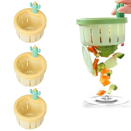 Kitchen Sink Drain Strainer Press Automatic Dumping Basket Sink Filter (Yellow- 3PCS)