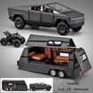 Toy Trucks with RV Motor for Boys Girl Diecast Metal Cybertruck Model Pickup Truck 1/32 Toy Cars Race with Sound and Light Gift Age3+ (Black)