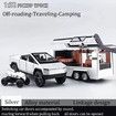 Toy Trucks with RV Motor for Boys Girl Diecast Metal Cybertruck Model Pickup Truck 1/32 Toy Cars Race with Sound and Light Gift Age3+ (Silver)