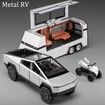 Toy Trucks with RV Motor for Boys Girl Diecast Metal Cybertruck Model Pickup Truck 1/32 Toy Cars Race with Sound and Light Gift Age3+ (Silver)