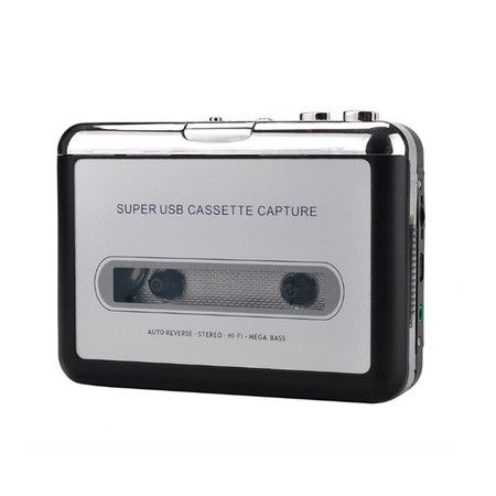 Portable Tape Player Captures MP3 Audio Music Via USB Compatible with Laptops and Personal Computers Converts Cassettes