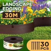 Garden Bed Edging 30mx15cm Lawn Border Landscape Flower Fence Plant Grass Path Driveway DIY Flexible Plastic Barrier Roll Kit