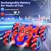 Remote Control Spider Car 2.4Ghz 360 Degree Rotating Double Sided RC Stunt Cars with Cool Headlights,Rechargeable 4WD Off Road Drift Toys