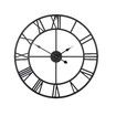 Wall Clock Large Silent Non-Ticking Metal Round Timepiece Modern Decor Living Room Bedroom Kitchen Outdoor 16inch 40cm Roman Number Black