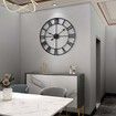 Wall Clock Large Silent Non-Ticking Metal Round Timepiece Modern Decor Living Room Bedroom Kitchen Outdoor 16inch 40cm Roman Number Black