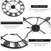 Wall Clock Large Silent Non-Ticking Metal Round Timepiece Modern Decor Living Room Bedroom Kitchen Outdoor 16inch 40cm Roman Number Black