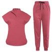 Scrubs Set for Women Nurse Uniform Jogger Suit Stretch Top & Pants with Multi Pocket for Nurse Esthetician Workwear (Coral,Size:Medium)
