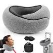 Wander Plus Stowable U-Shaped Pillow, Neck Pillow for Airplanes, Memory Foam Travel Pillow-Grey