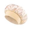 Solid Color Shower Cap for Women Satin Wide-Brimmed Bath Cap Reusable Shower Cap for All Hair Lengths (Khaki)