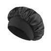 Solid Color Shower Cap for Women Satin Wide-Brimmed Bath Cap Reusable Shower Cap for All Hair Lengths (Black)