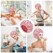 Triple Layer Shower Cap for Women,with Microfiber Liner,Practical Bathing Accessories,Soft Hair Wrap,Reusable Shower Cap for Long Hair(Pink)