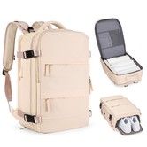 Travel Backpack with Shoe Compartment for Women Men  Waterproof Sports Luggage Computer Backpack Casual Daypack(Beige)