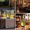 Outdoor Solar Lights Waterproof Crackle Globe Glass Metal Palm Leaf Decorative Garden Patio Yard Front Porch Tabletop Lamp Gift
