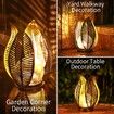 Outdoor Solar Lights Waterproof Crackle Globe Glass Metal Palm Leaf Decorative Garden Patio Yard Front Porch Tabletop Lamp Gift