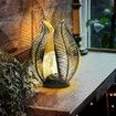 Outdoor Solar Lights Waterproof Crackle Globe Glass Metal Palm Leaf Decorative Garden Patio Yard Front Porch Tabletop Lamp Gift